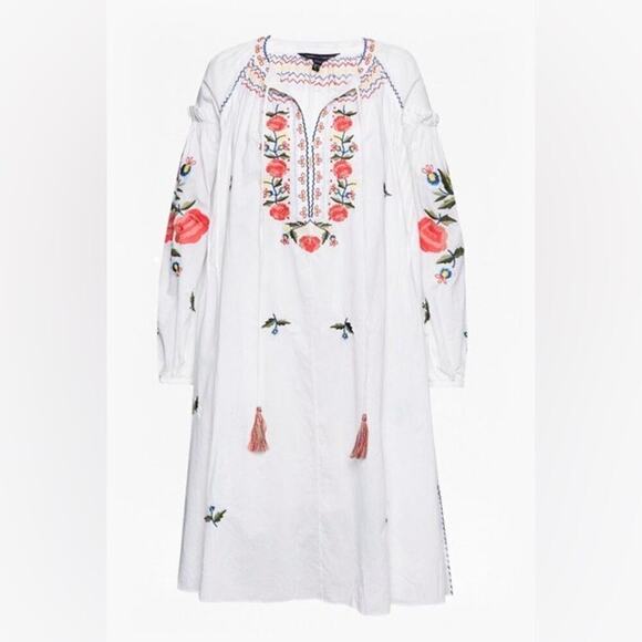 French Connection Edessa Cotton Folk Embroidered Smock Dress Size 2 NWT $228 - Picture 5 of 14